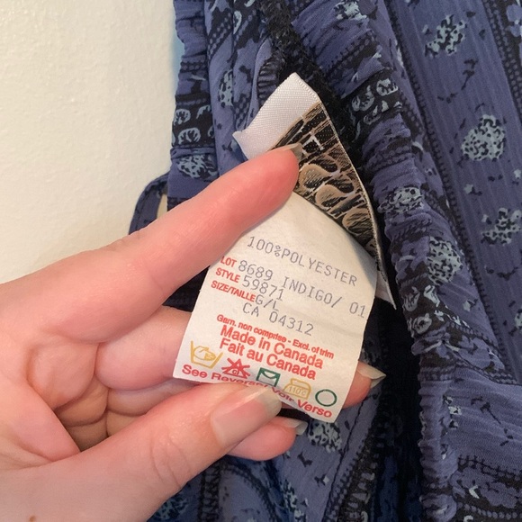 Vintage Jessica Indigo Vertically Patterned Stripe Stretch Tie Pants Size Large - Picture 5 of 6